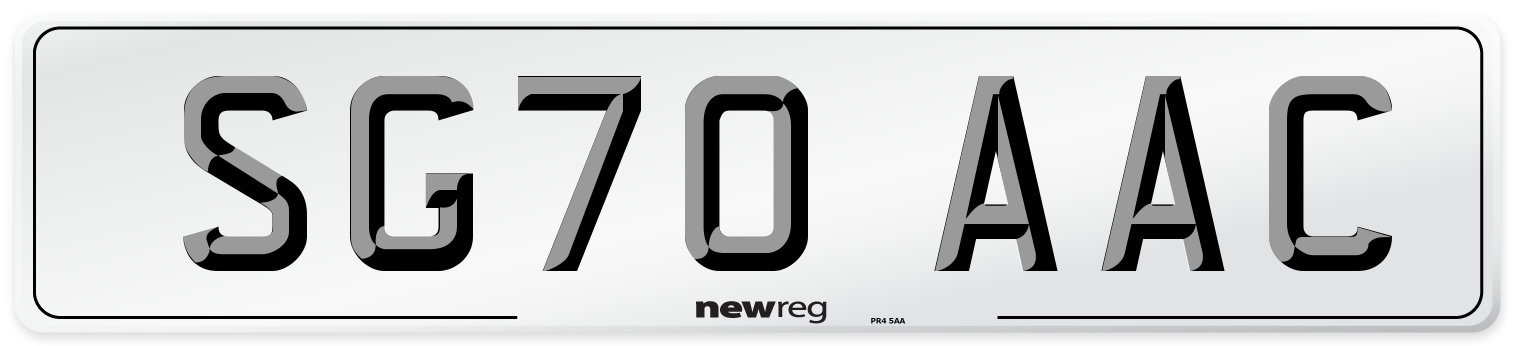 SG70 AAC Number Plate from New Reg